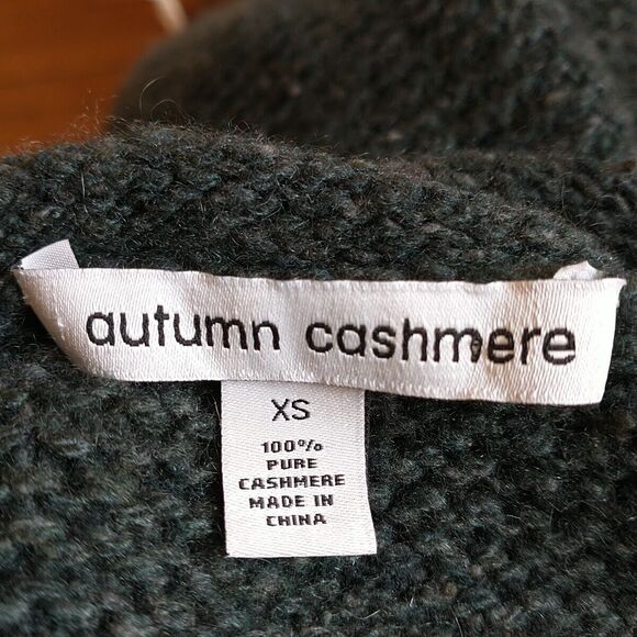 Autumn Cashmere Long Sweater Tunic Women XS Green 100%Cashmere Cowl Neck Luxury - Picture 8 of 10